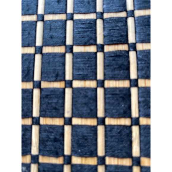 Handcrafted Bamboo & Black Woven Pattern Placemats Set/6 Dining Table - Picture 6 of 7